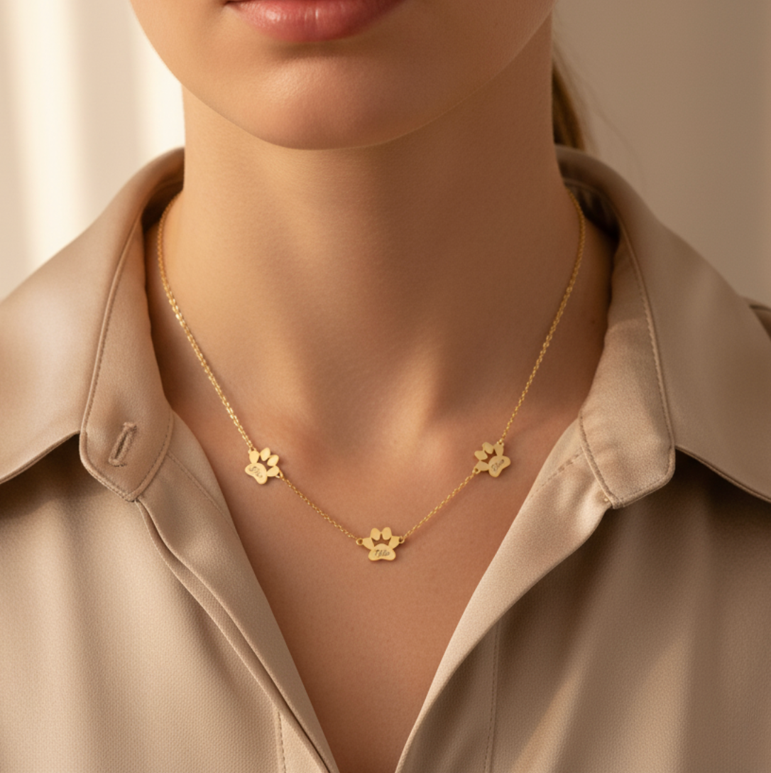 The Triple Pawprint Necklace